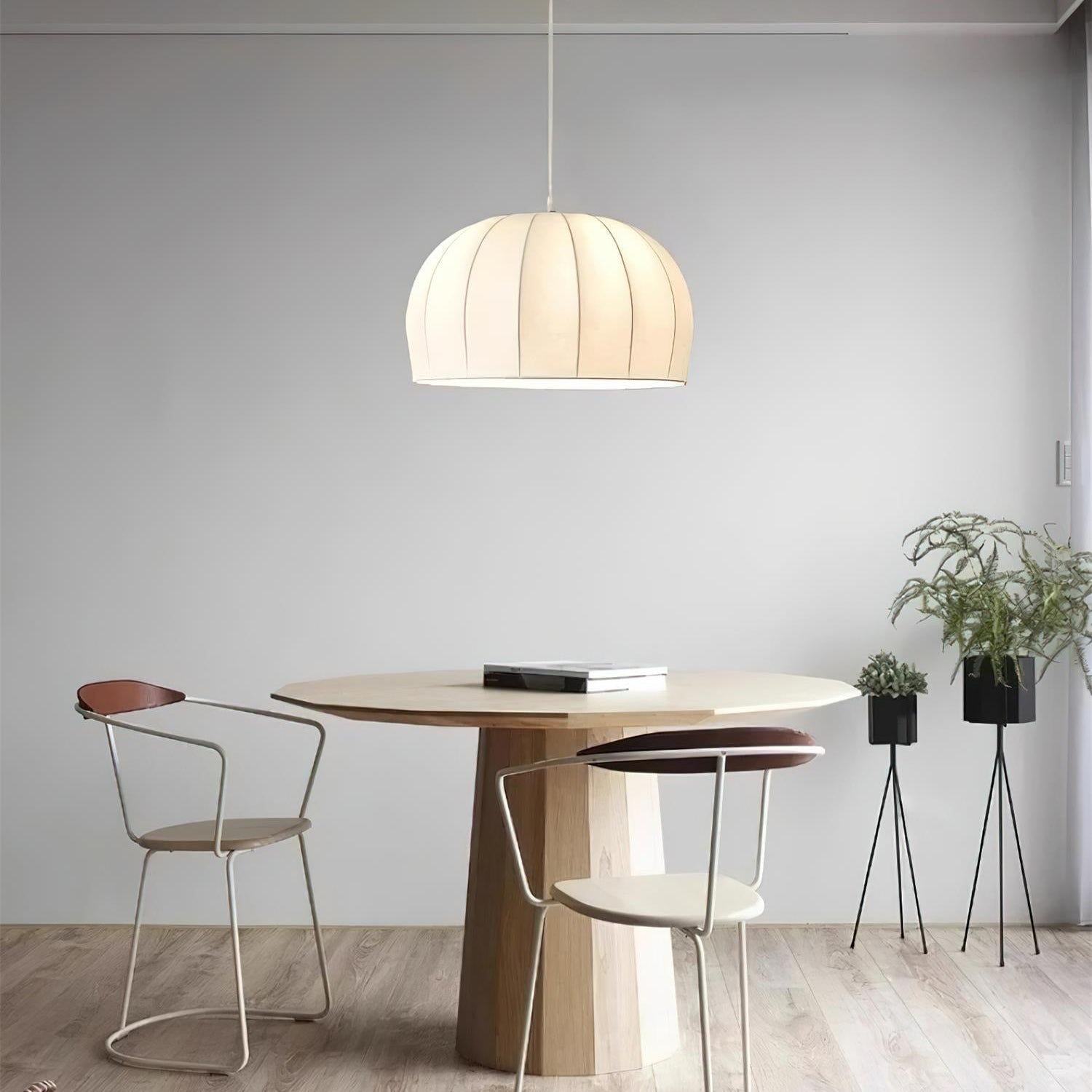 Nova White Fabric Dome  Pendant Light