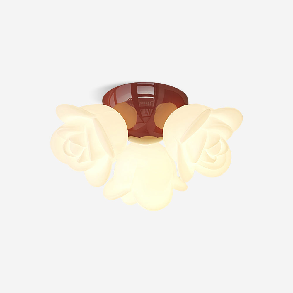 Ceiling Light Metal Canopy and PE Rose Shape Floral Artistic Accent