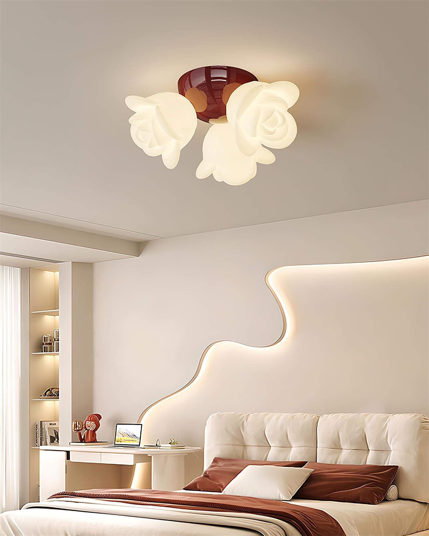Ceiling Light Metal Canopy and PE Rose Shape Floral Artistic Accent