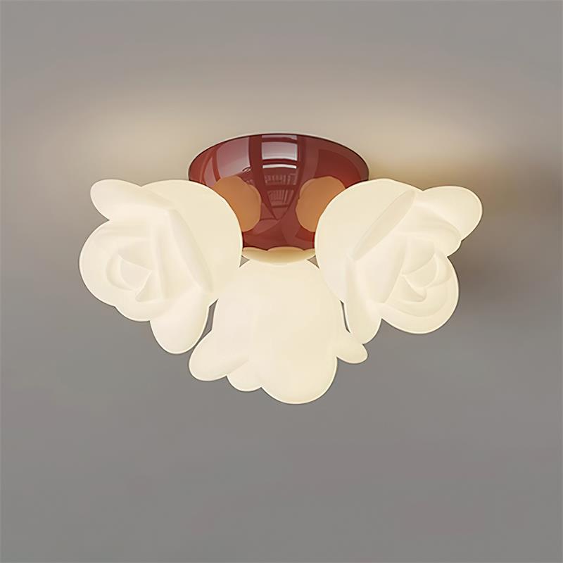 Ceiling Light Metal Canopy and PE Rose Shape Floral Artistic Accent
