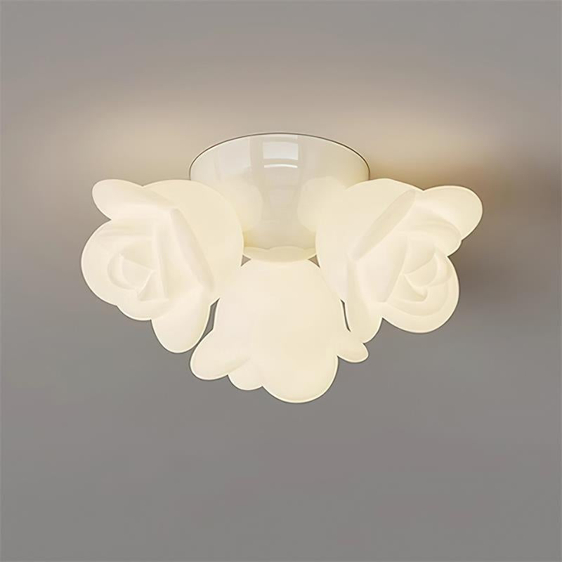 Ceiling Light Metal Canopy and PE Rose Shape Floral Artistic Accent