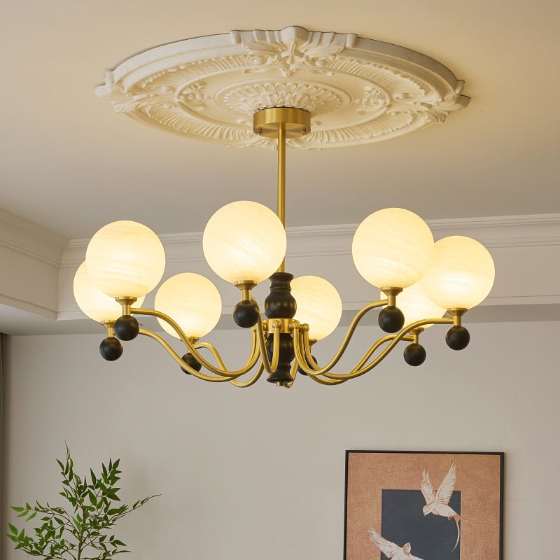 Ershaan Sphere Elegance Vintage Brass Wood Chandelier-Neutral Decor