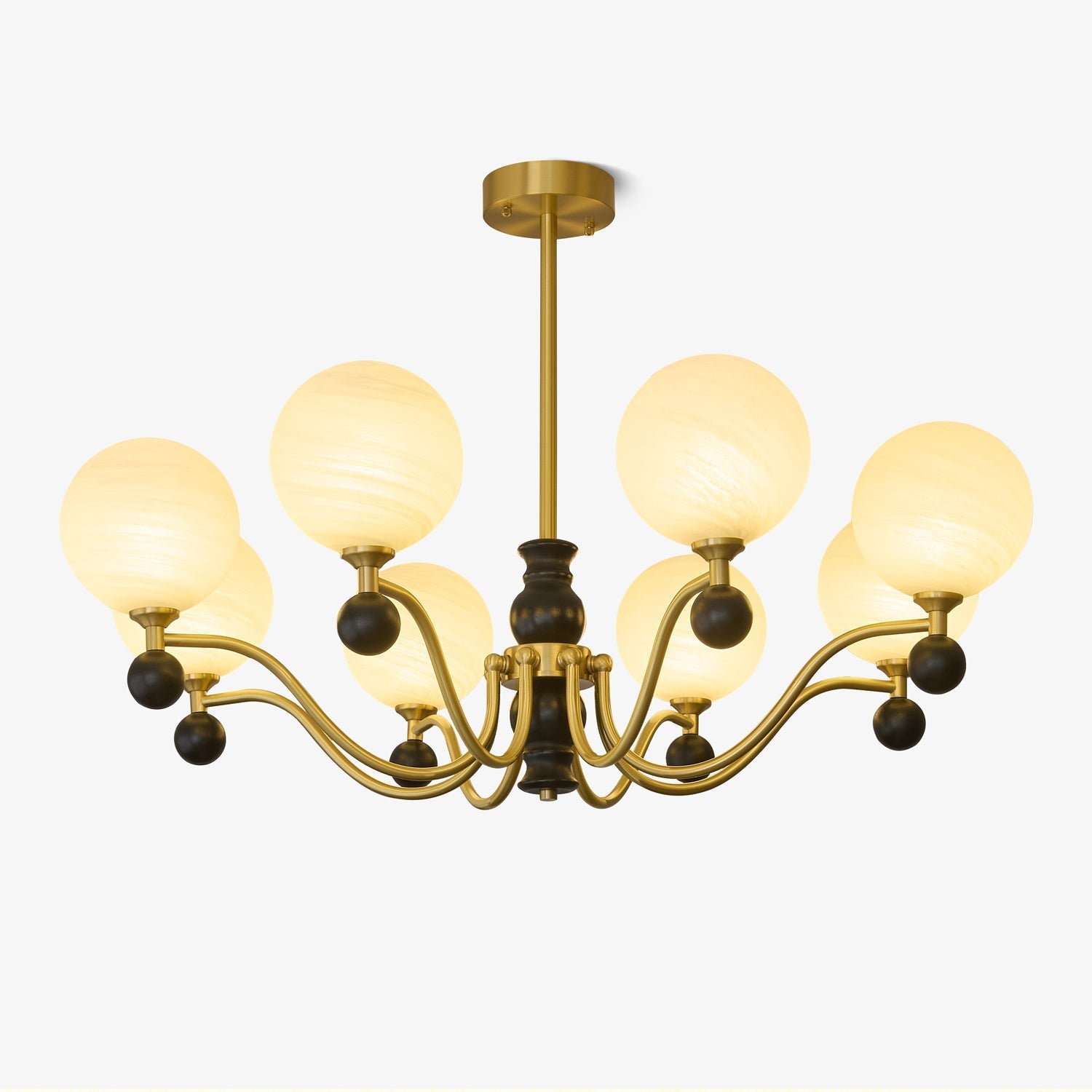 Ershaan Sphere Elegance Vintage Brass Wood Chandelier-Neutral Decor