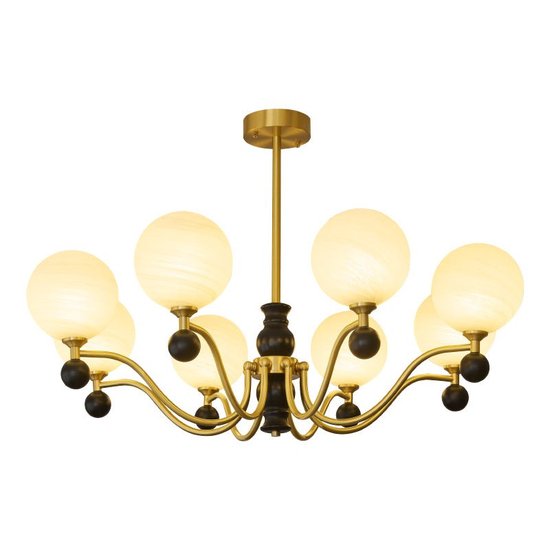 Ershaan Sphere Elegance Vintage Brass Wood Chandelier-Neutral Decor