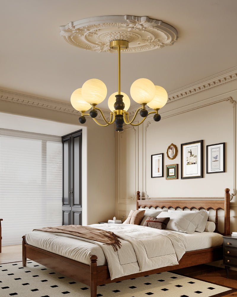 Ershaan Sphere Elegance Vintage Brass Wood Chandelier-Neutral Decor