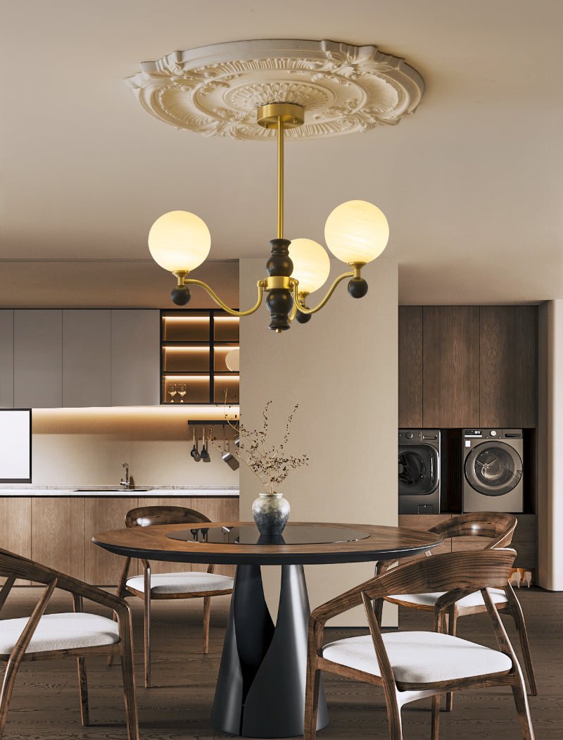 Ershaan Sphere Elegance Vintage Brass Wood Chandelier-Neutral Decor