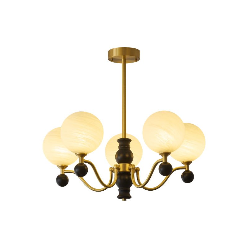 Ershaan Sphere Elegance Vintage Brass Wood Chandelier-Neutral Decor