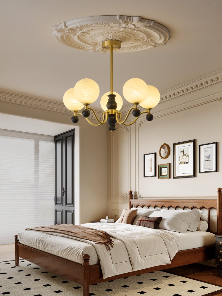 Ershaan Sphere Elegance Vintage Brass Wood Chandelier-Neutral Decor
