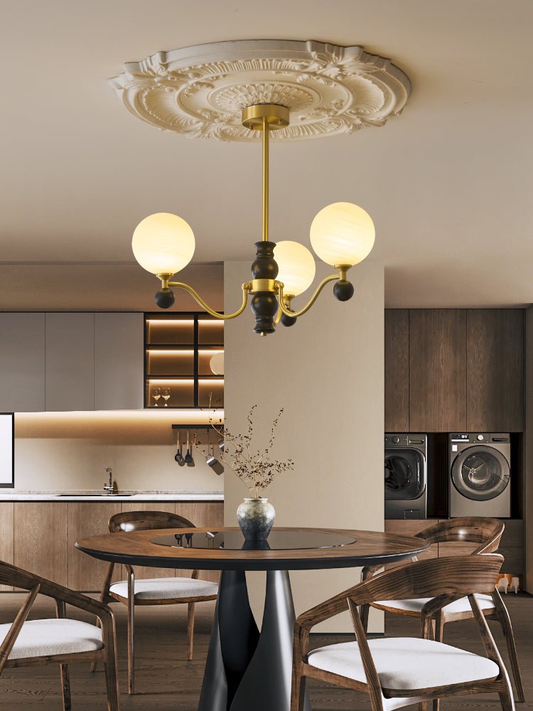 Ershaan Sphere Elegance Vintage Brass Wood Chandelier-Neutral Decor