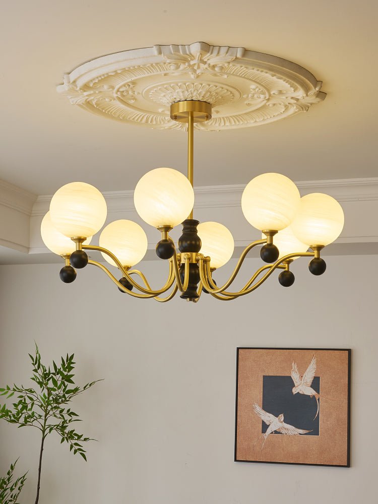 Ershaan Sphere Elegance Vintage Brass Wood Chandelier-Neutral Decor
