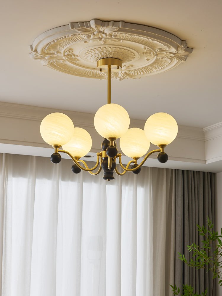 Ershaan Sphere Elegance Vintage Brass Wood Chandelier-Neutral Decor