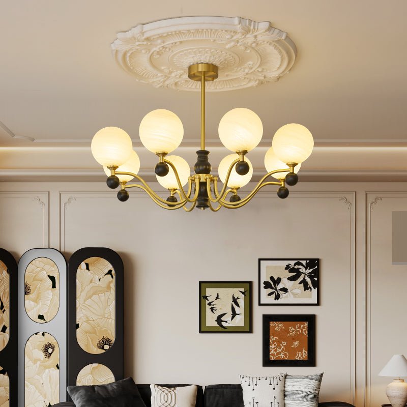 Ershaan Sphere Elegance Vintage Brass Wood Chandelier-Neutral Decor