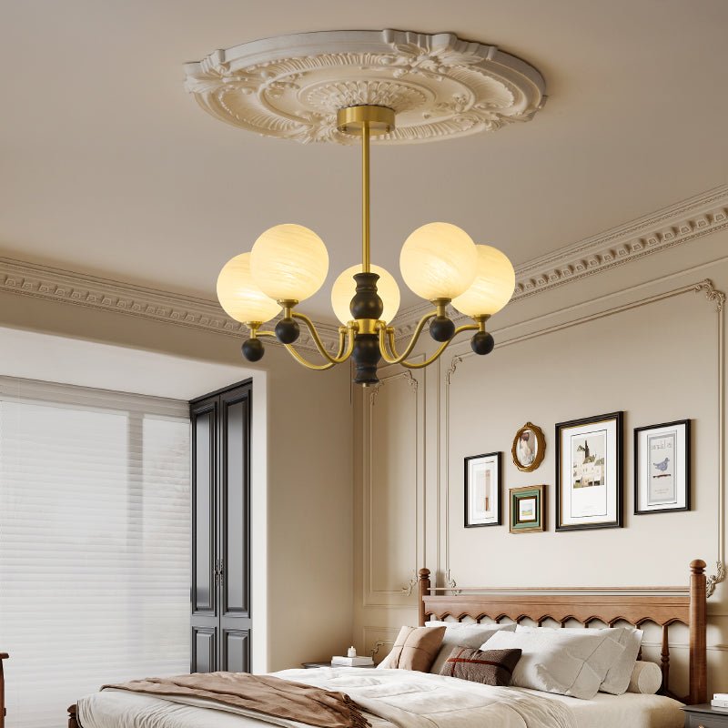 Ershaan Sphere Elegance Vintage Brass Wood Chandelier-Neutral Decor