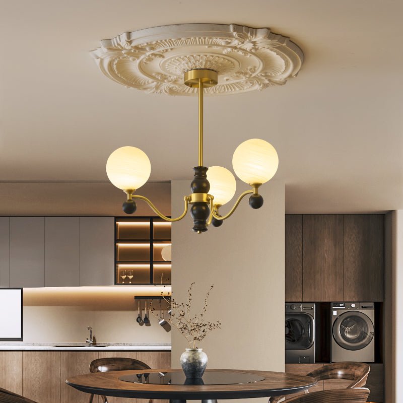Ershaan Sphere Elegance Vintage Brass Wood Chandelier-Neutral Decor