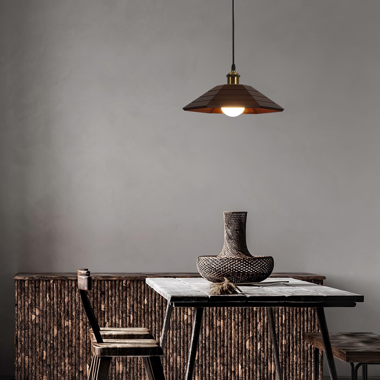 Evys Traditional Art Wood Pendant Light-Neutral Decor