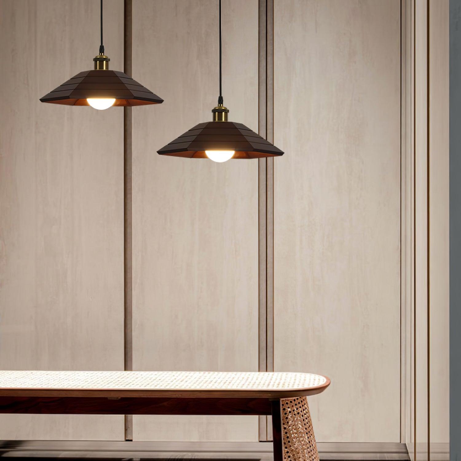 Evys Traditional Art Wood Pendant Light-Neutral Decor