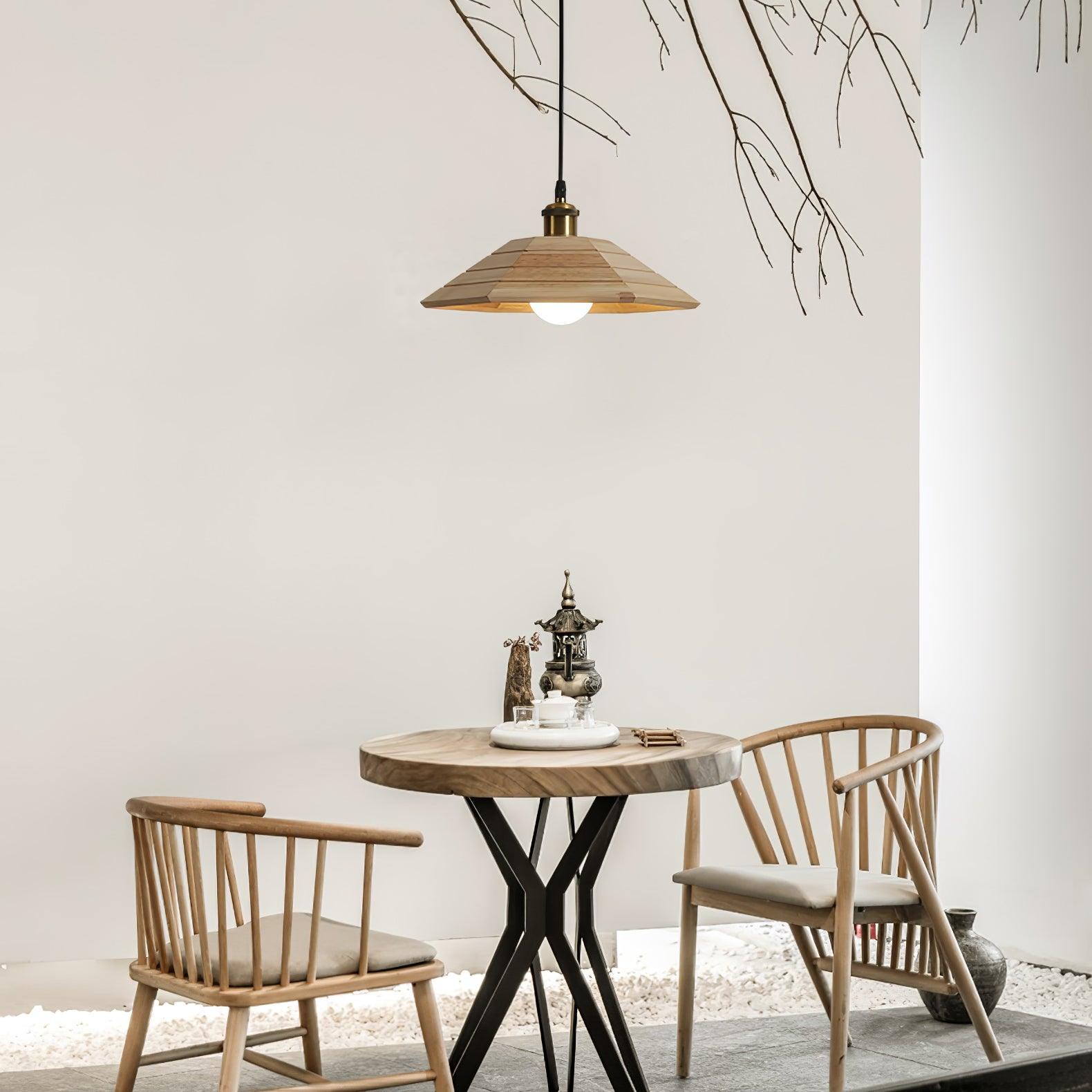Evys Traditional Art Wood Pendant Light-Neutral Decor