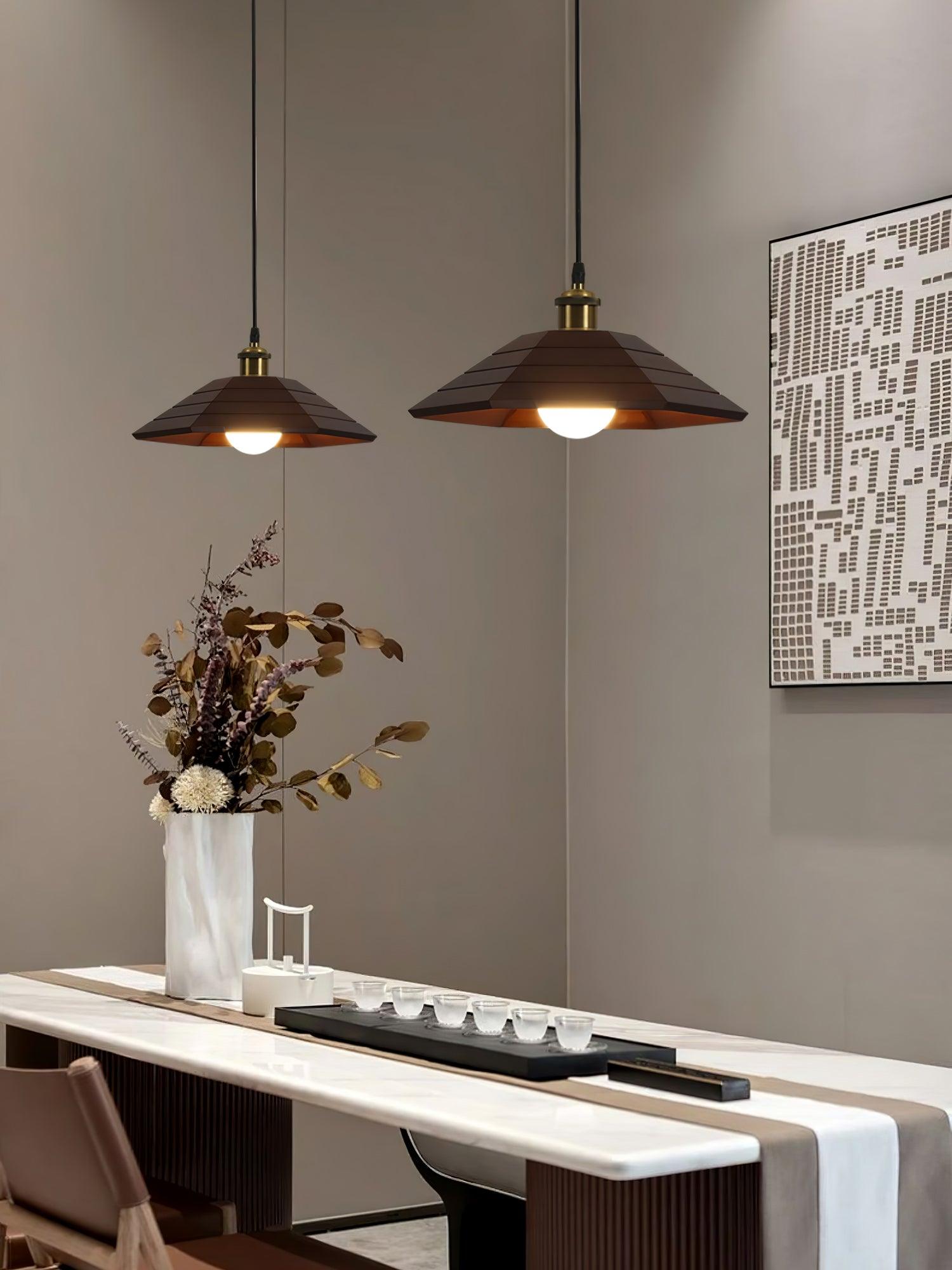 Evys Traditional Art Wood Pendant Light-Neutral Decor