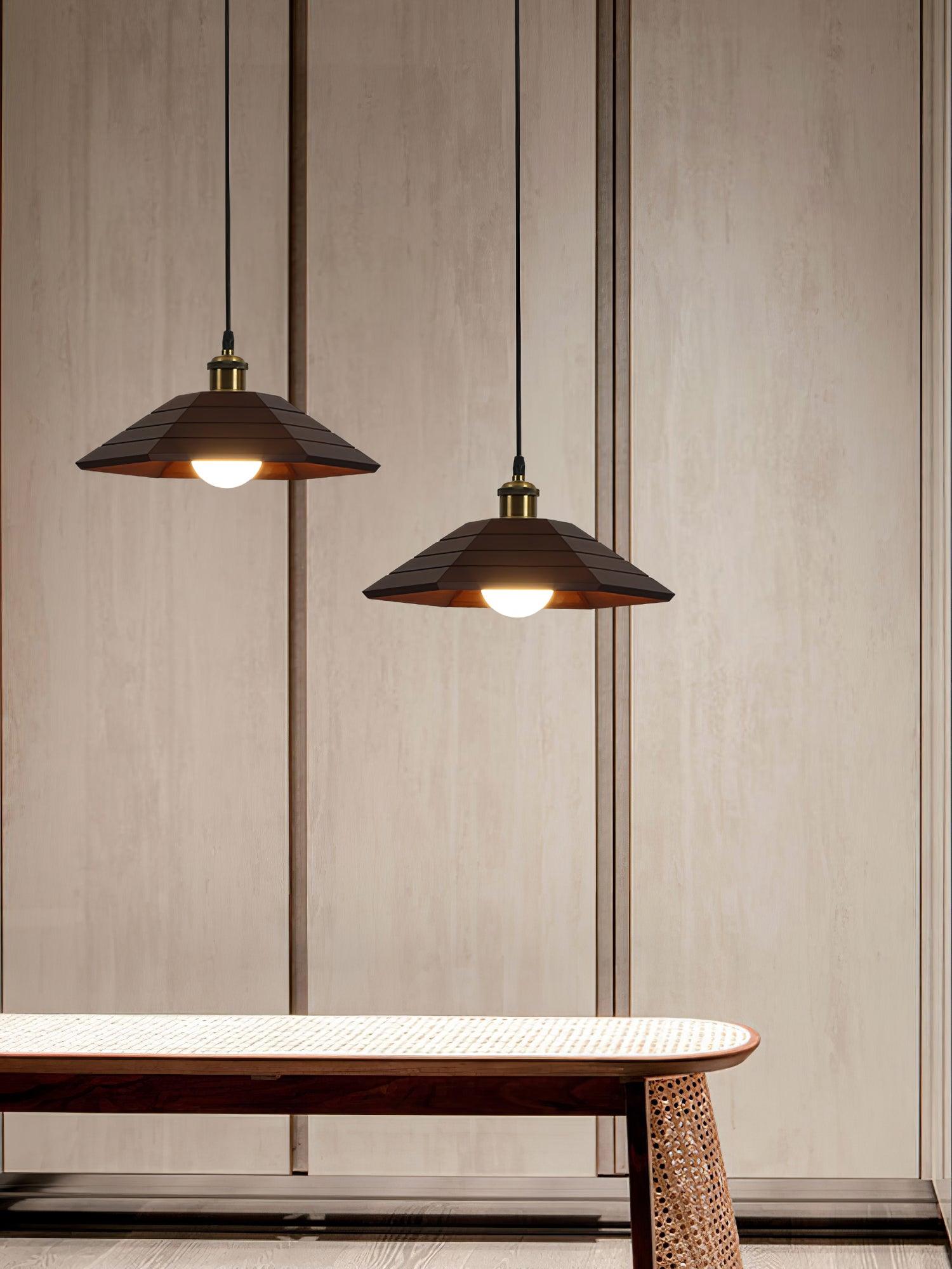 Evys Traditional Art Wood Pendant Light-Neutral Decor