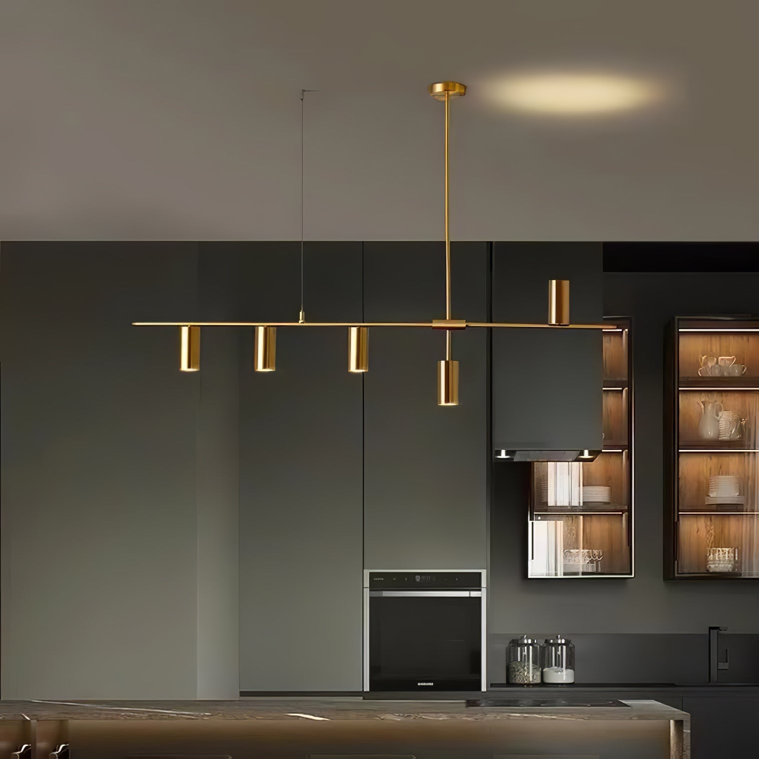 Lustra Chandelier Brass Linear Cassandra Elegant-Neutral Decor