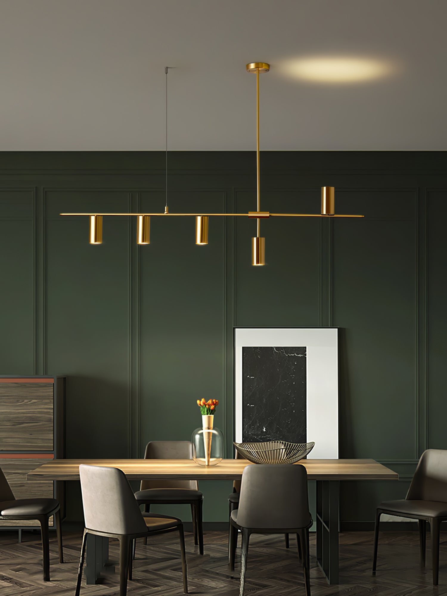 Lustra Chandelier Brass Linear Cassandra Elegant-Neutral Decor
