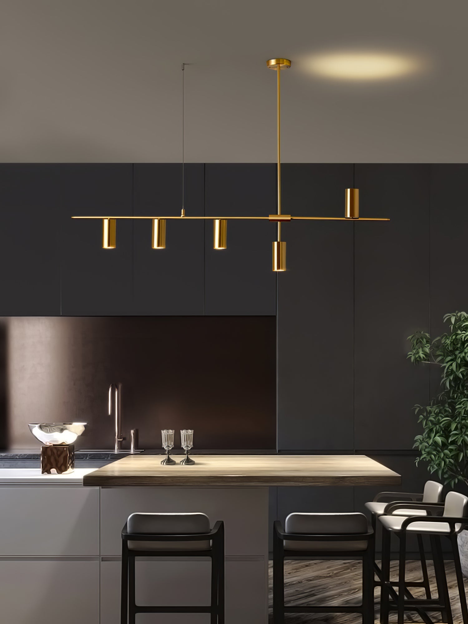 Lustra Chandelier Brass Linear Cassandra Elegant-Neutral Decor