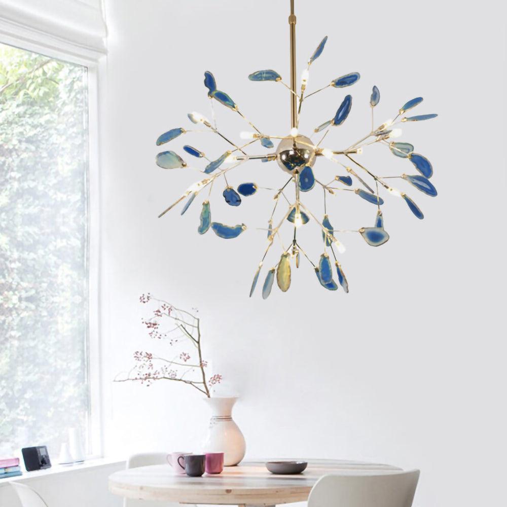 Ulenor Chandelier Colorful Leaf Gilded Arms-Neutral Decor