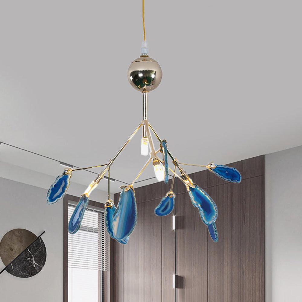 Ulenor Chandelier Colorful Leaf Gilded Arms-Neutral Decor