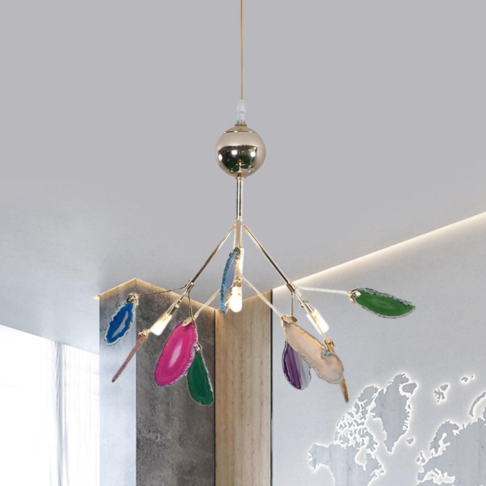 Ulenor Chandelier Colorful Leaf Gilded Arms-Neutral Decor