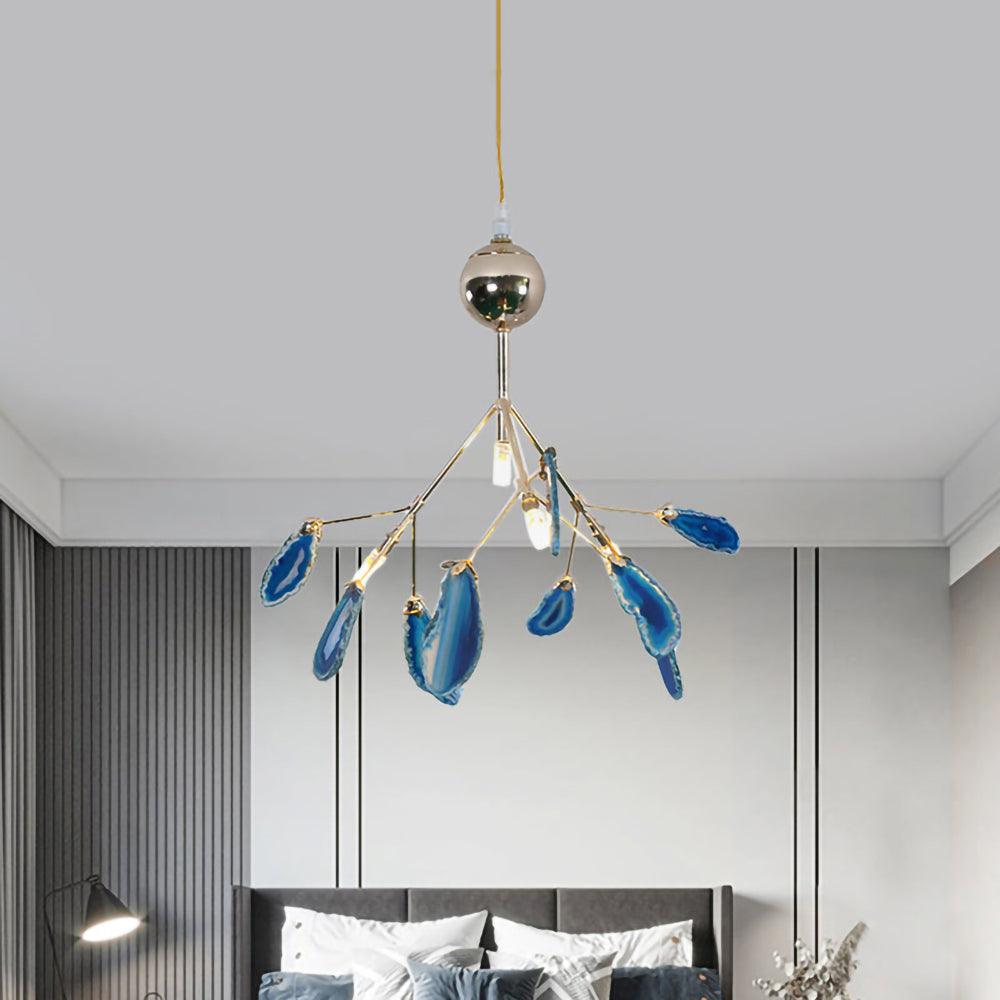 Ulenor Chandelier Colorful Leaf Gilded Arms-Neutral Decor