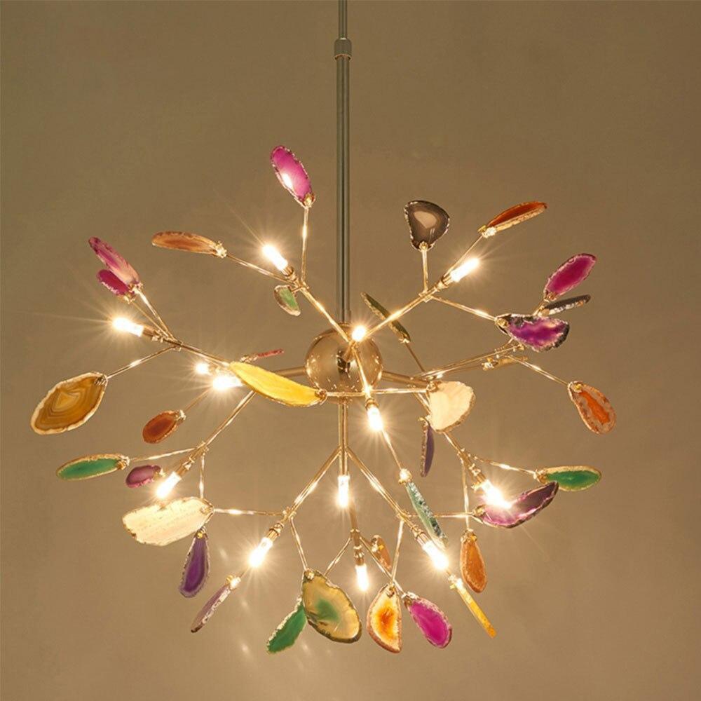 Ulenor Chandelier Colorful Leaf Gilded Arms-Neutral Decor