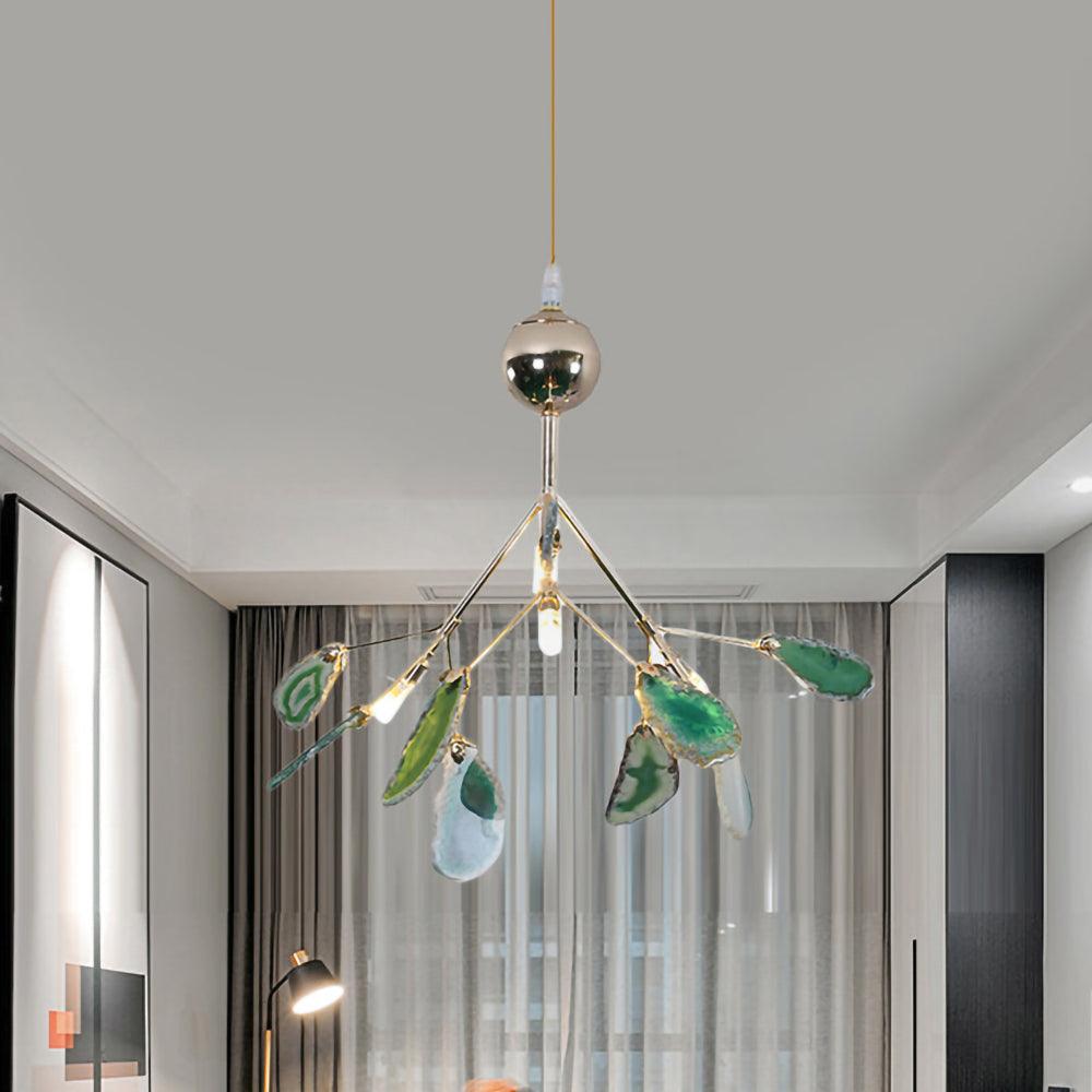 Ulenor Chandelier Colorful Leaf Gilded Arms-Neutral Decor
