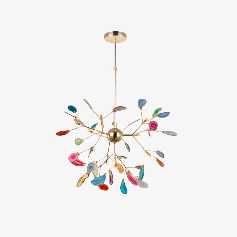 Ulenor Chandelier Colorful Leaf Gilded Arms-Neutral Decor