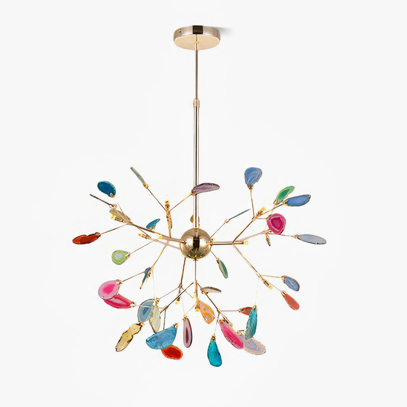 Ulenor Chandelier Colorful Leaf Gilded Arms-Neutral Decor