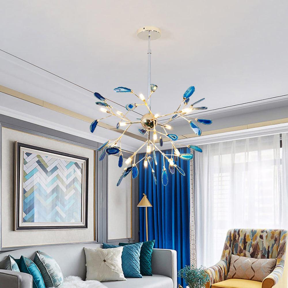 Ulenor Chandelier Colorful Leaf Gilded Arms-Neutral Decor