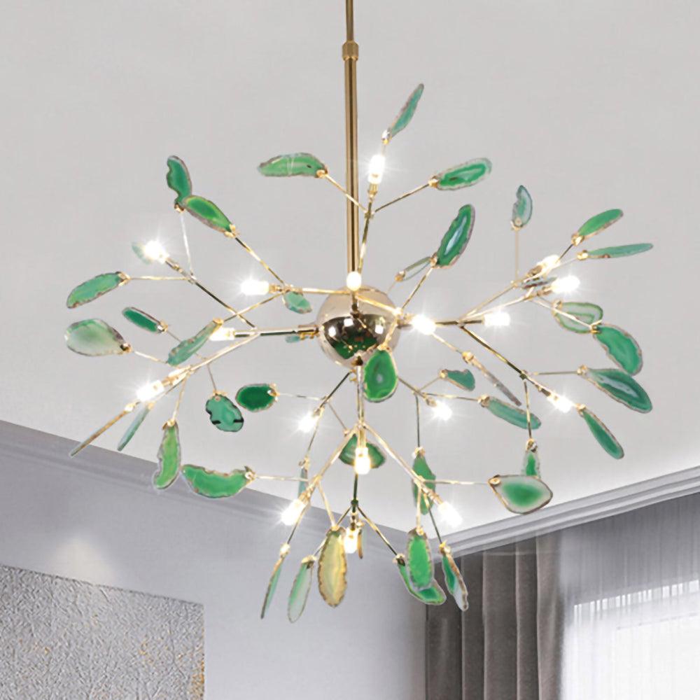 Ulenor Chandelier Colorful Leaf Gilded Arms-Neutral Decor