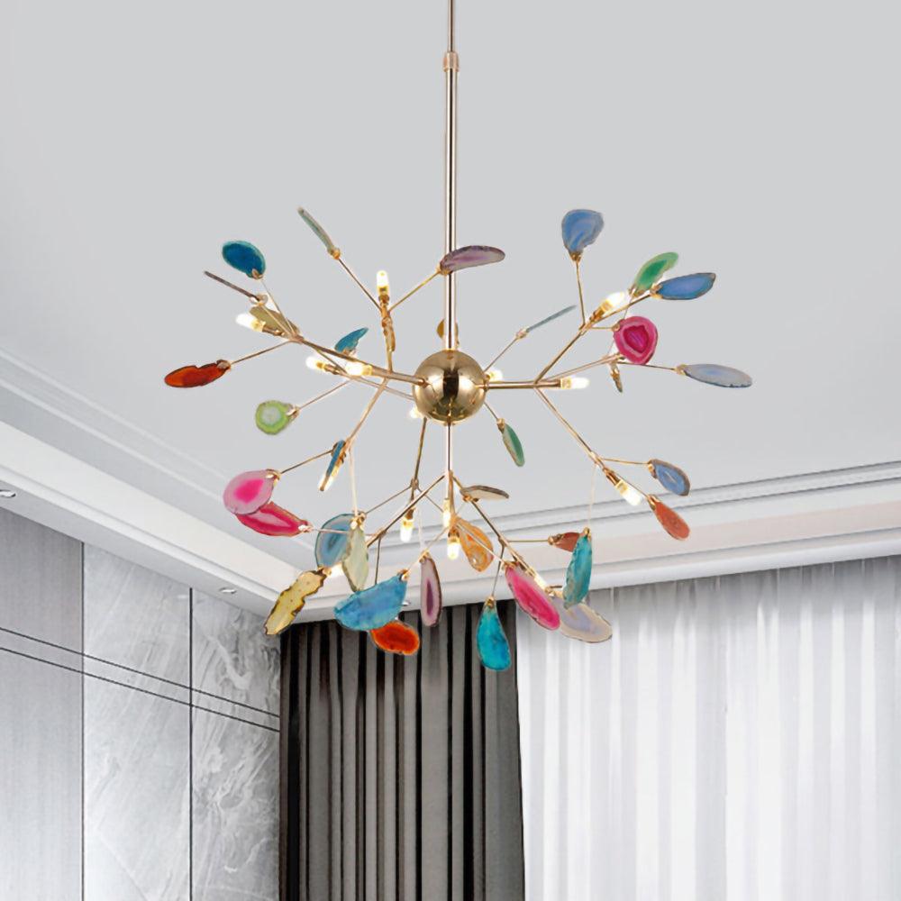 Ulenor Chandelier Colorful Leaf Gilded Arms-Neutral Decor
