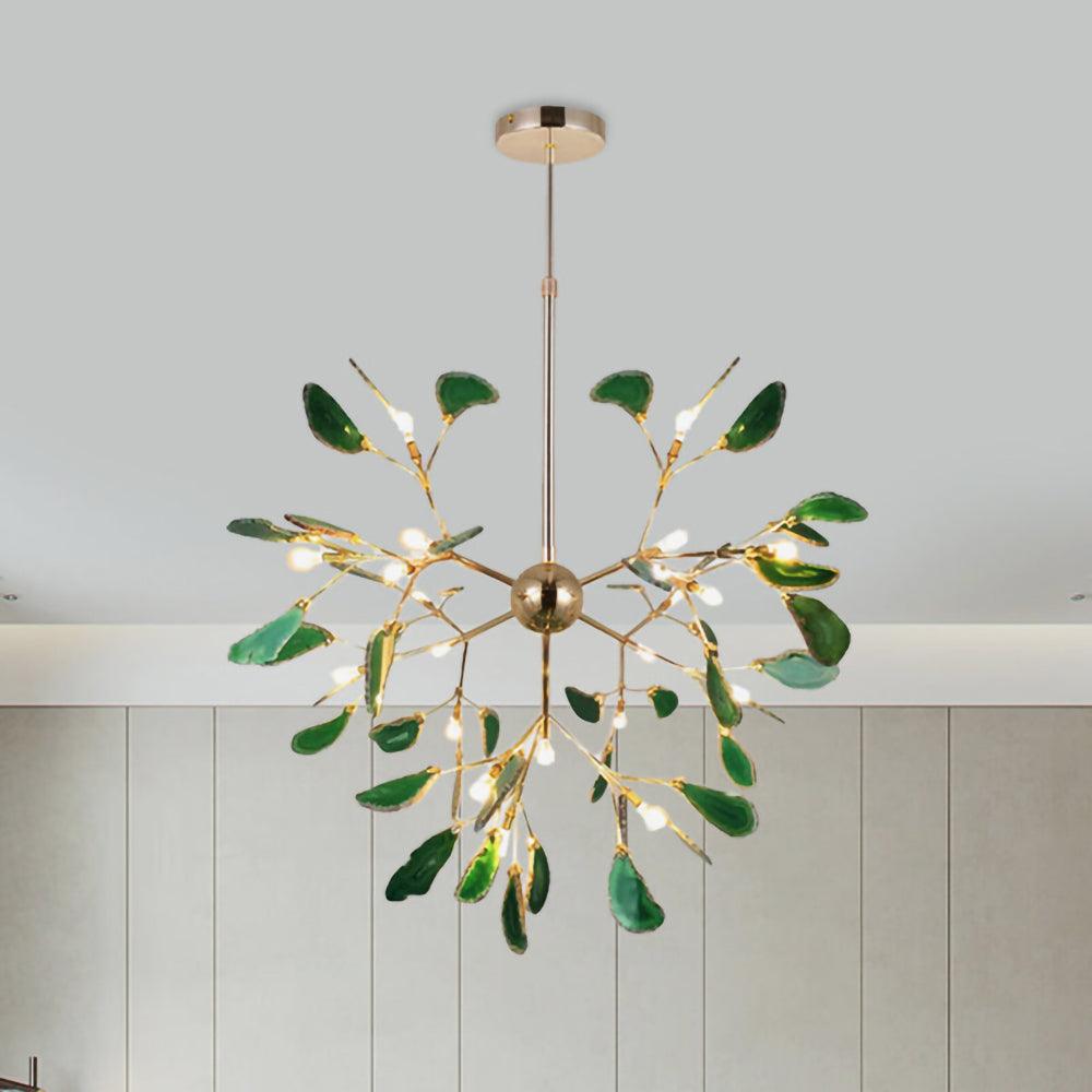 Ulenor Chandelier Colorful Leaf Gilded Arms-Neutral Decor