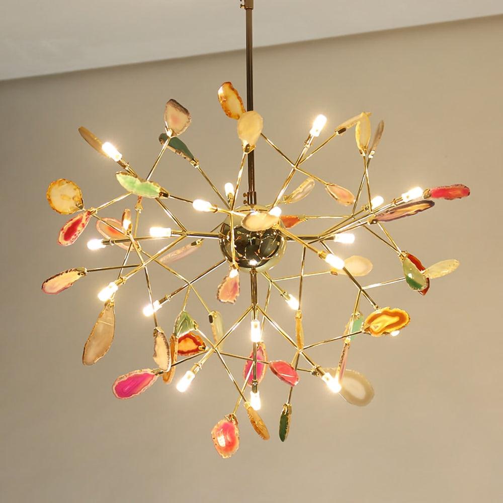 Ulenor Chandelier Colorful Leaf Gilded Arms-Neutral Decor