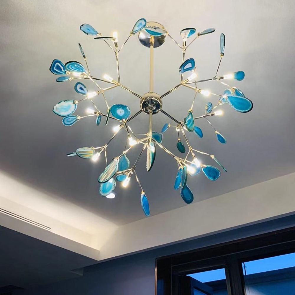 Ulenor Chandelier Colorful Leaf Gilded Arms-Neutral Decor