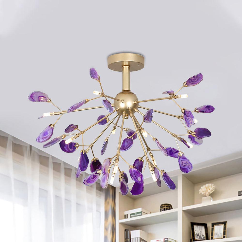 Ulenor Chandelier Colorful Leaf Gilded Arms-Neutral Decor