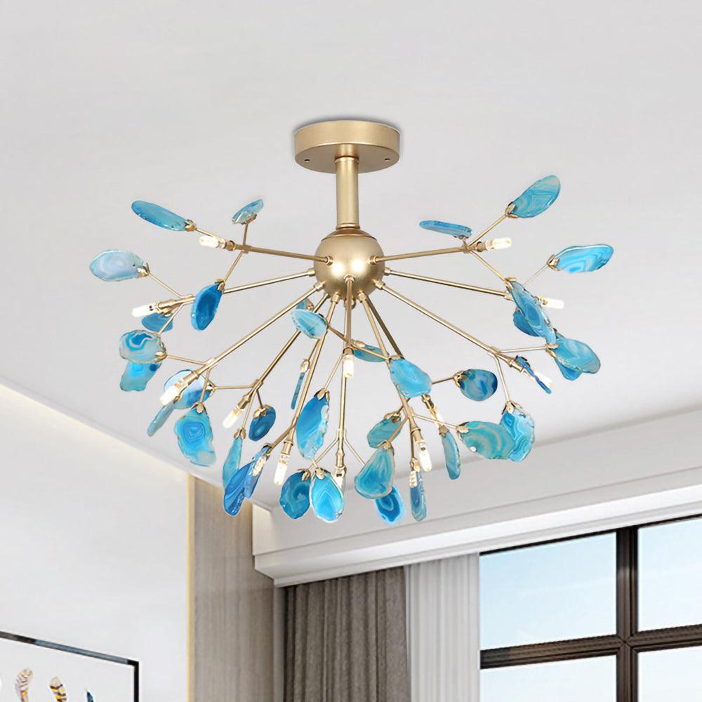 Ulenor Chandelier Colorful Leaf Gilded Arms-Neutral Decor