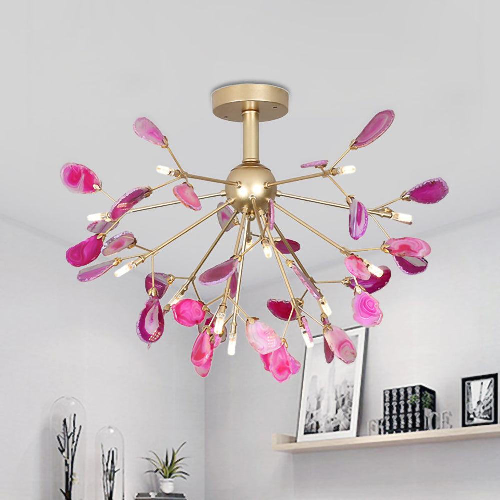 Ulenor Chandelier Colorful Leaf Gilded Arms-Neutral Decor