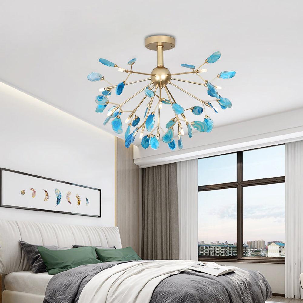 Ulenor Chandelier Colorful Leaf Gilded Arms-Neutral Decor