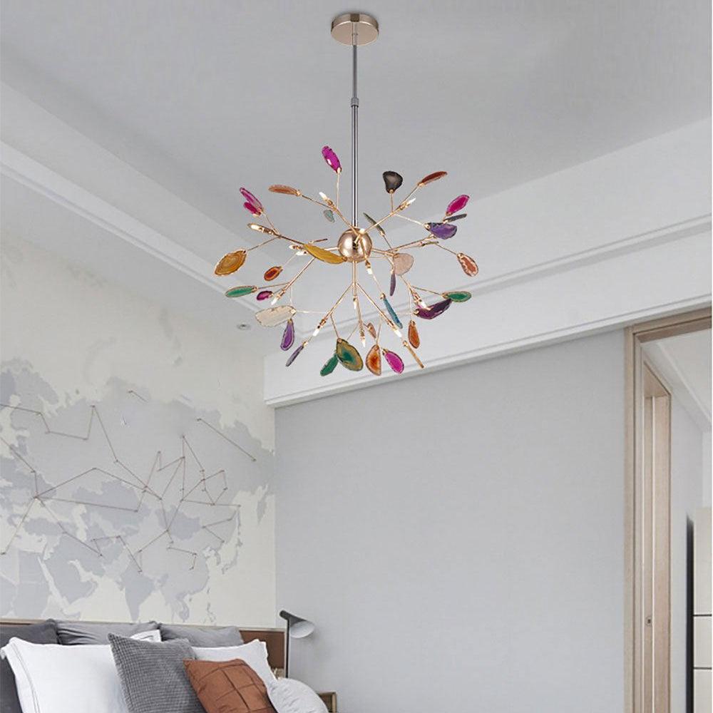 Ulenor Chandelier Colorful Leaf Gilded Arms-Neutral Decor