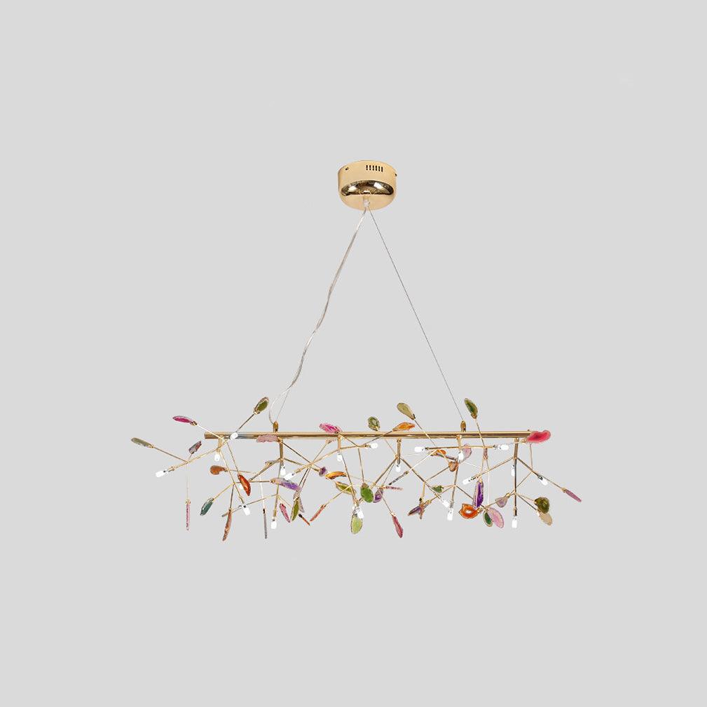 Ulenor Chandelier Colorful Leaf Gilded Arms-Neutral Decor