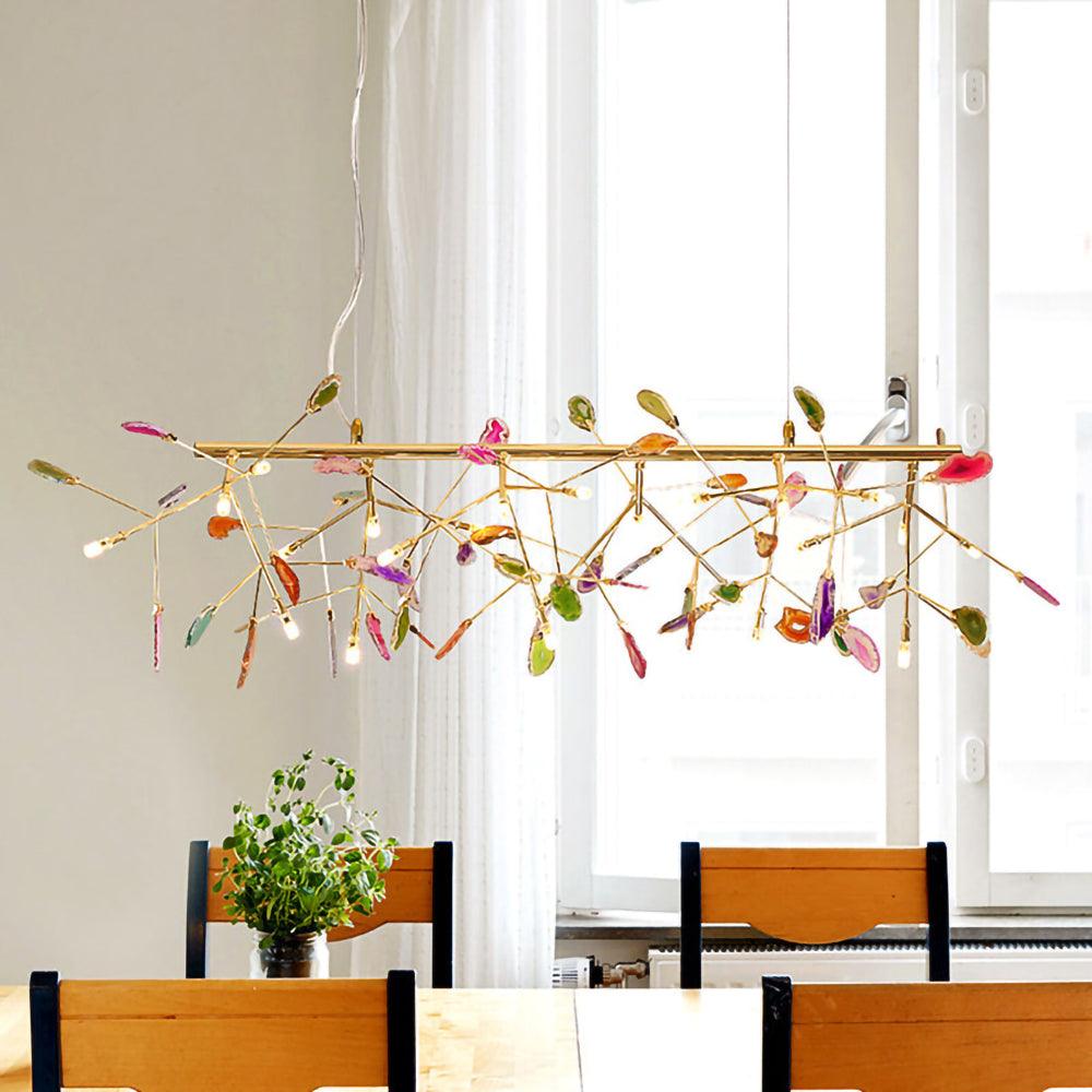 Ulenor Chandelier Colorful Leaf Gilded Arms-Neutral Decor