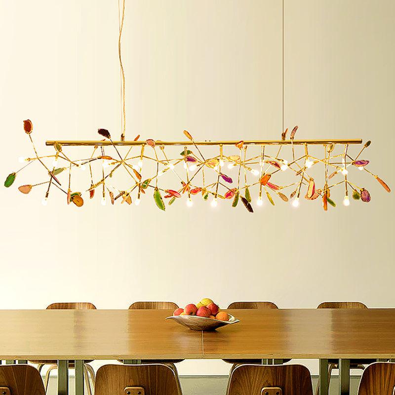 Ulenor Chandelier Colorful Leaf Gilded Arms-Neutral Decor