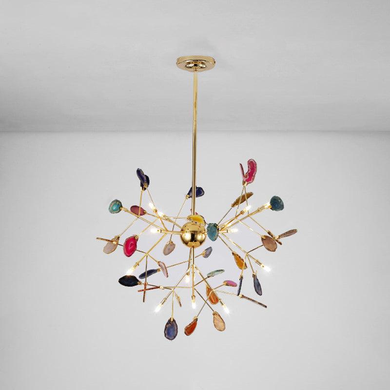 Ulenor Chandelier Colorful Leaf Gilded Arms-Neutral Decor