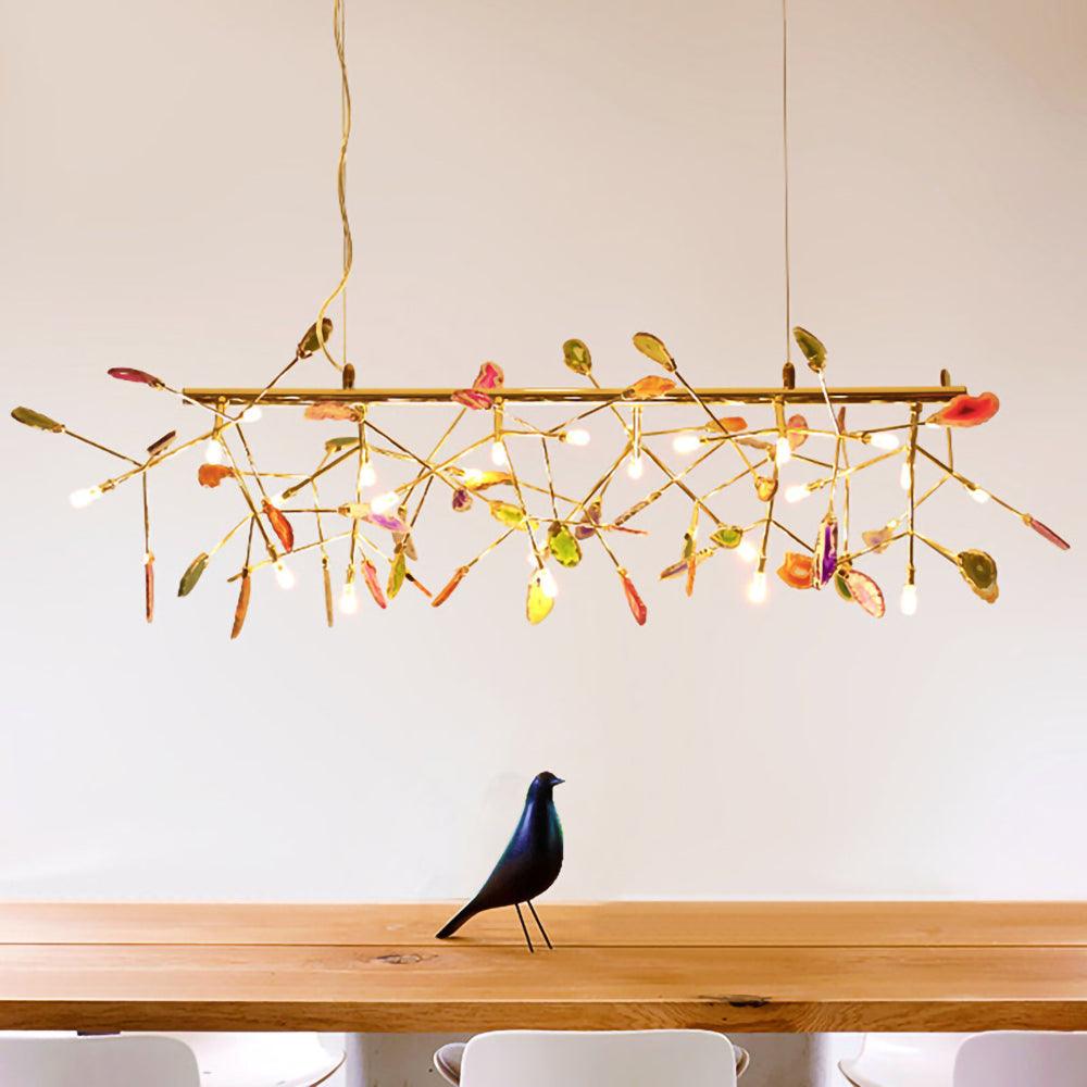 Ulenor Chandelier Colorful Leaf Gilded Arms-Neutral Decor